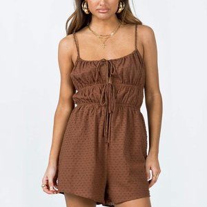 Princess Polly Brown Linen Romper Size US 6 NWT